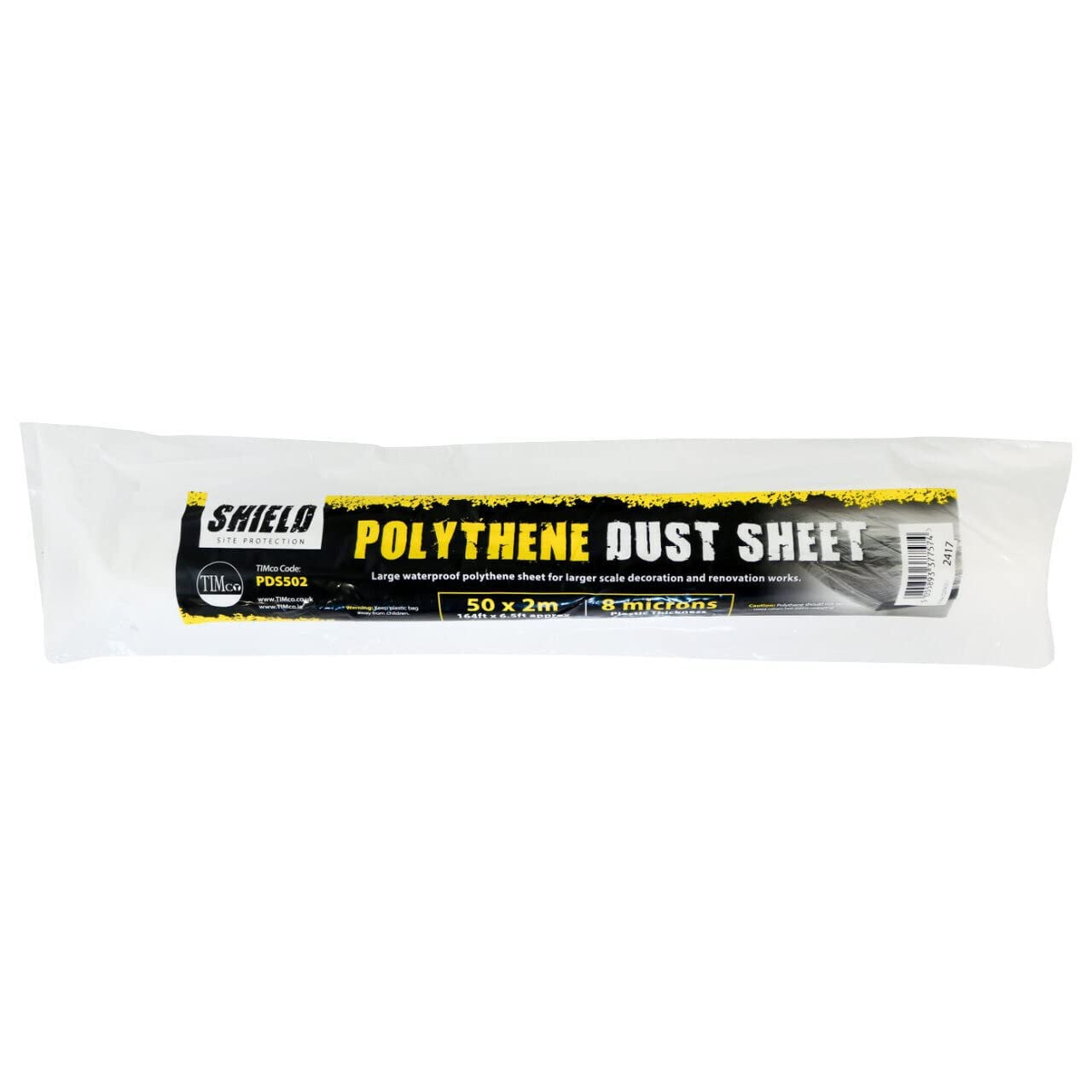 TIMCO Polythene Dust Sheet - 50m x 2m, Black
