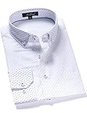 Xi Peng Men's Fashion Dress Polka Dot Button Down Long Sleeve Shirts (Medium, Argyle Diamond-White)