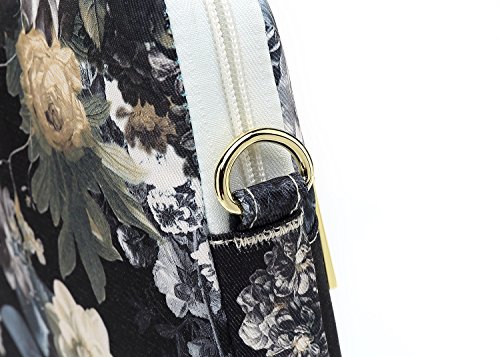 Canvaslove White Flower Waterproof 13 inch Canvas Laptop Shoulder Messenger Bag Case Sleeve for 11 inch 12 inch to 13.3 inch laptop Chromebook Macbook Air Pro 13 computer notebook carrying Case Bag - Thumbnail 5
