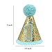 ANYI16 Gold Glitter Sparkle 1st Birthday Cone Hat with Adjustable Headband for Baby Boy Party Supplies(Blue)