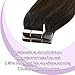 Sunny Hair Extensions Real Human Hair Tape in Brown Ombre 14Inch Seamless Tape in Extensions Human Hair Dark Brown to Medium Brown Ombre Balayage Tape in Hair Extension Brown Ombre for Women 50g 20pcs