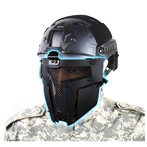 VILONG Airsoft Mask Outdoor Sports Tactical Paintball mask Full Face Skull CS Mask With double filter fan CS edition Perspiration Dust Face Guard (Steel black) - Thumbnail 5