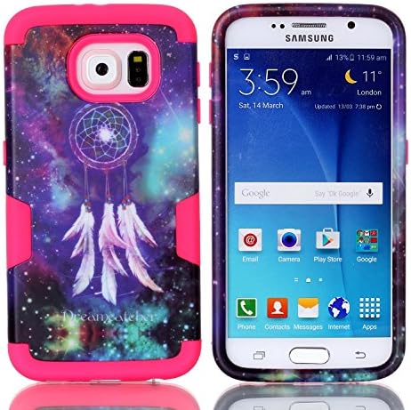 Galaxy S6 Case,HKW(TM) Dream Catcher Samsung Galaxy S6 Case Full Body Hybrid Armor Protection Defender Case Cover - Dual Layer Armor Protective Case Cover for Samsung Galaxy S6 - rose (MA0869)