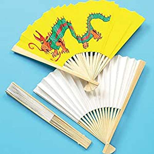 Baker Ross E8858 Design Your Own Paper Fans, for Kids To Paint Decorate and Personalise for Arts and Crafts activities (Pack of 4)