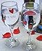 BANBERRY DESIGNS His and Hers Gifts - Wine Glass Set - I Love You, Love You More - Set of 2 - Sweethearts Wine Glasses with Decorative Hearts - Romantic Glassware - 7 3/4