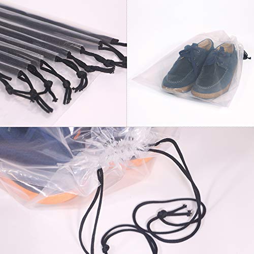 DIOMMELL Set of 12 Transparent Shoe Bags for Travel Large Clear Shoes Storage Organizers Pouch with Rope for Men and Women