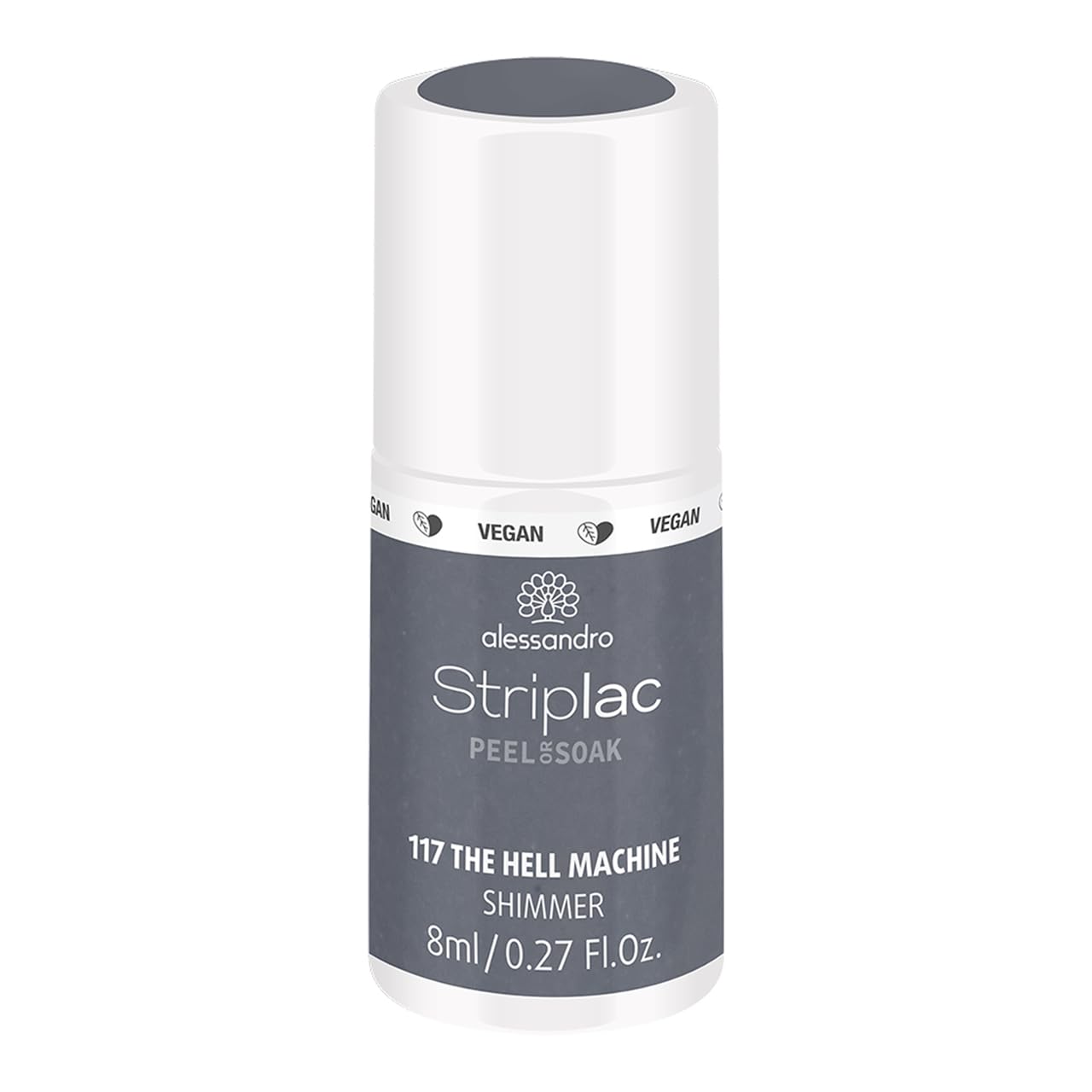 alessandro Striplac Peel or Soak Vegan The Hell Machine - LED Nail Polish in Shimmering Blue/Grey - For Perfect Nails in 15 Minutes, 8 ml