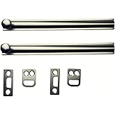 QCAA Solid Brass Surface Bolt, 6", Satin Nickel, 2 Pack, Made in Taiwan