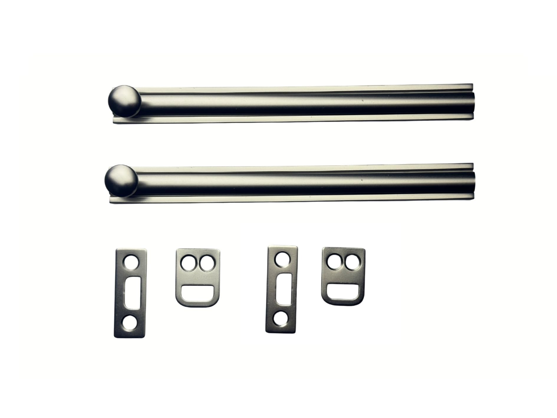 QCAA Solid Brass Surface Bolt, 6", Satin Nickel, 2 Pack, Made in Taiwan