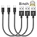 Micro USB Cable,Airsspu 3Pack 8-Inch Short Nylon Braided High Speed USB to Charging Cables Android Charger Cord for Samsung Galaxy S7 Edge/S6 Edge/S5/S4,Note 5/4/3,HTC,LG,Nexus(Black White)