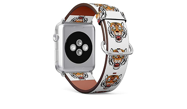 Angry Tiger) Patterned Leather Wristband Strap for Apple Watch Series  4/3/2/1 gen, for iWatch 42mm / 44mm Bands : Amazon.com.au: Electronics