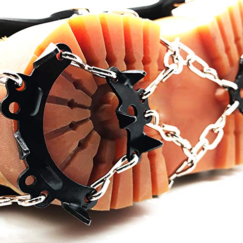 MOTYYA Traction Cleats Ice Snow Grips Anti-Slip Stainless Steel 18 Spikes Crampons Non-Slip ice Climbing Shoes Cover for Walking, Hiking, Jogging with Portable Bag （General Model） - Thumbnail 4