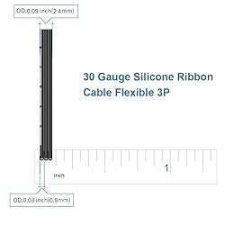 BNTECHGO 30 Gauge Silicone Ribbon Cable Flexible 3P