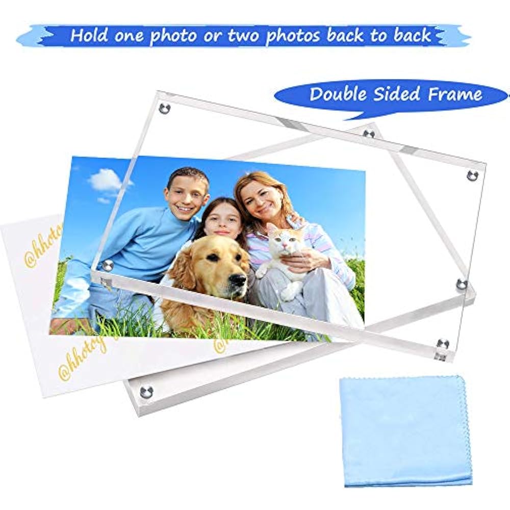  5 Pack 5x7 Clear Acrylic Picture Frames 20MM Thicker Block