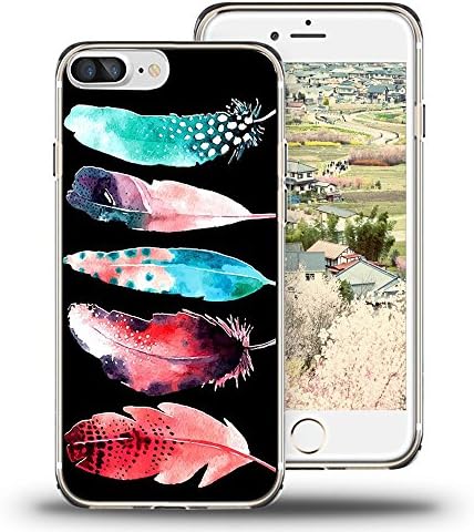 Case for iPhone 7 Plus Case,for iPhone 8 Plus Case, Viwell Design Pattern Case, High Impact Protective Case for iPhone 7 Plus and iPhone 8 Plus Watercolor Feather Pattern