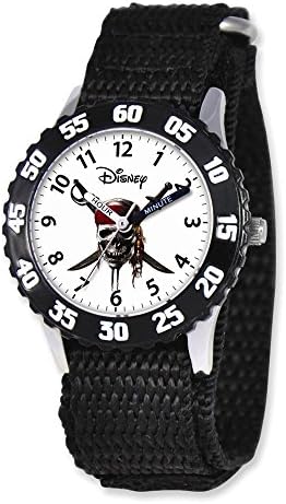 Disney Pirates of Caribbean Kids Black Velcro Band Time Teacher Watch