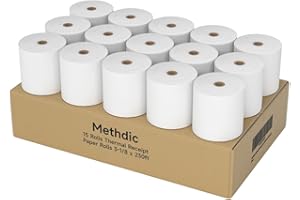 15 Rolls 3 1/8 x 230 Thermal Paper Receipt Rolls 55 GSM Premium Quality Thick paper For POS Cash Register BPA Free-Methdic