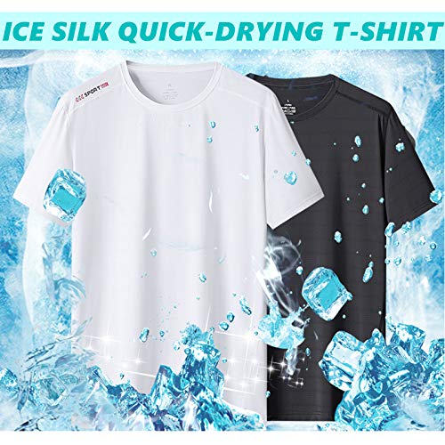 LALAGOU Compressieshirt voor heren, korte mouwen, ademend, van ijszijde, T-shirt met korte mouwen en ronde hals… - Image 7