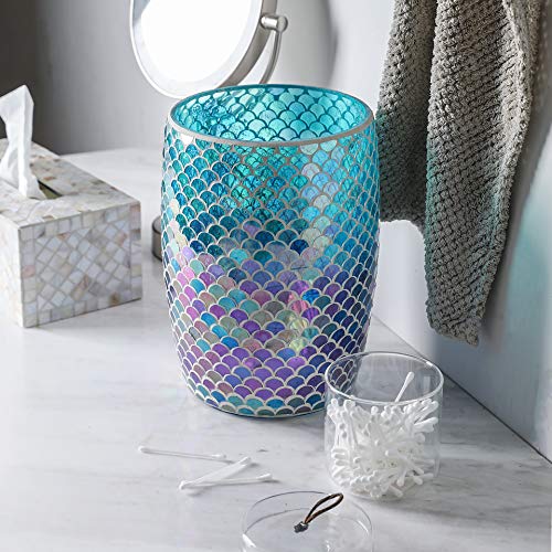 WHOLE HOUSEWARES Bathroom Trash Can Mosaic Glass Decoration