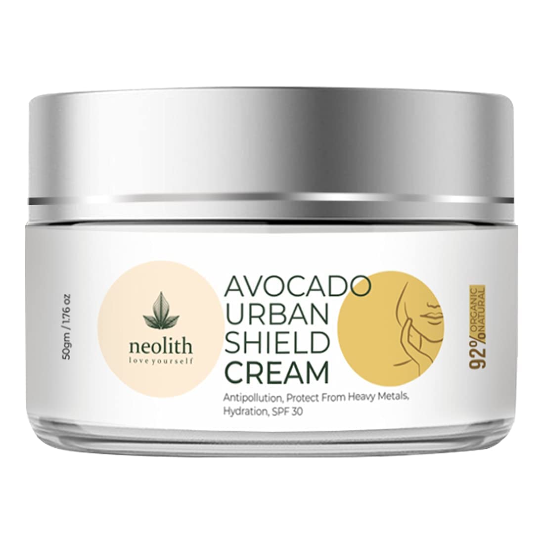 Neolith Avocado Urban Shield Blue light and pollution protection Face Cream with SPF30 for Blue ray protection, UV protection || All Skin Type, No Paraben, No silicon || 50 ml