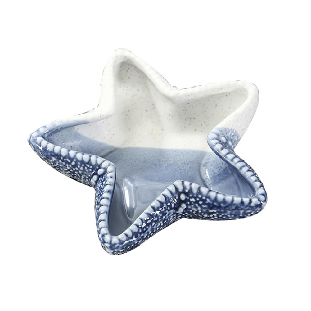 LIFKOME Sea Star Shape Ceramic Jewelry Dish Storage Tray for Keys and Trinkets Nautical Home Decor Organizer 5.9 Inch