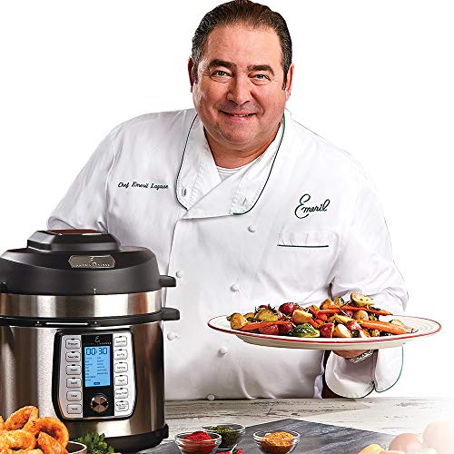 Emeril Lagasse Pressure Cooker, Air Fryer, Steamer & All-in-One Multi-Cooker. Pressure & Crisper Lid, Glass Lid. Emeril Recipe Book. (8 QT With Accessory Pack)
