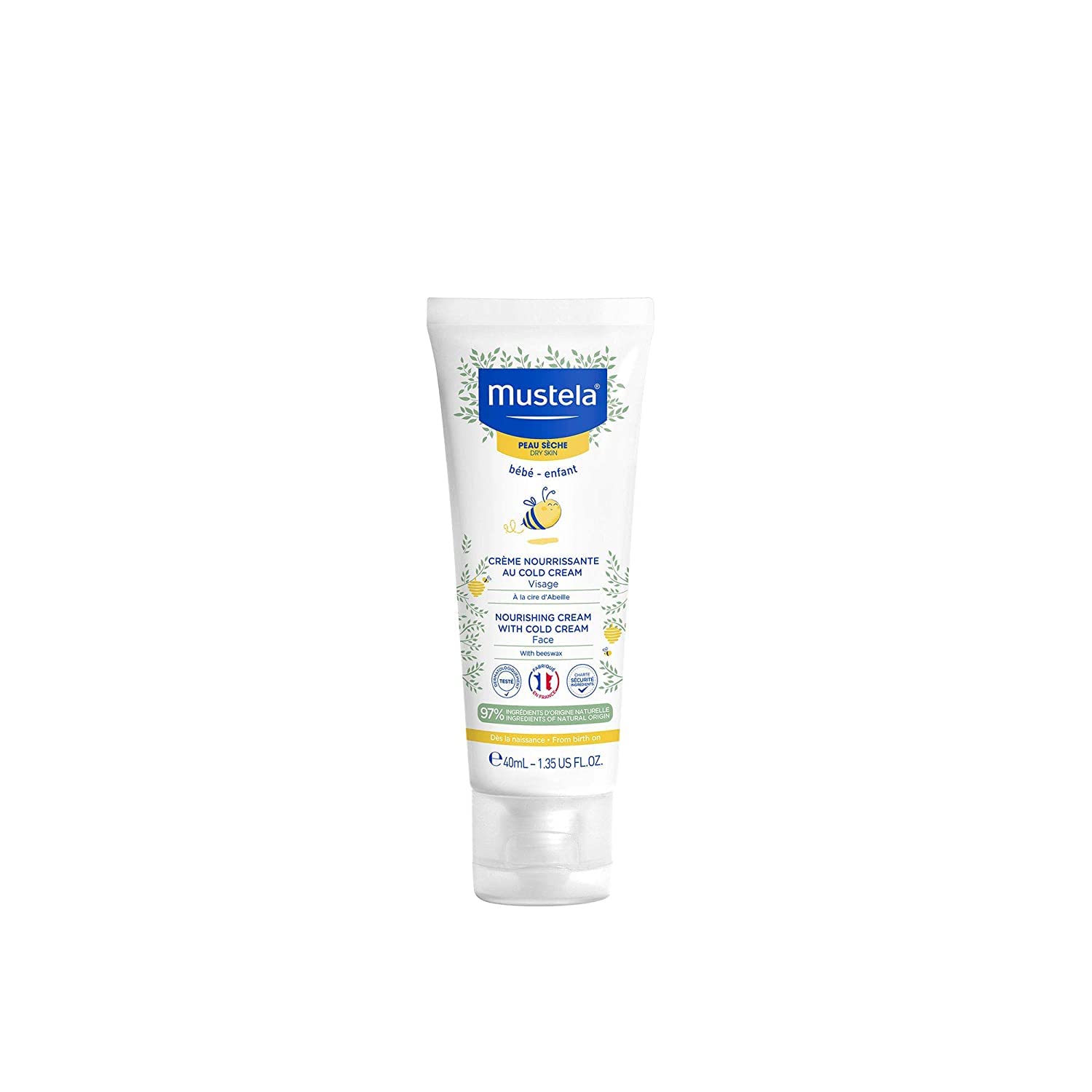 Mustela Baby Nourishing Face Cream – Daily Moisturizer for Dry Skin - with Natural Avocado, Cold Cream & Beeswax - 1.35 fl. oz. – Packaging may vary