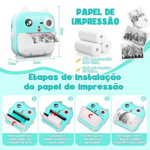 Câmera Instantânea (green), Câmera Instantânea, Pode Imprimir Fotos, Grafite Diy, Vídeo HD, Pixels HD de 2400W