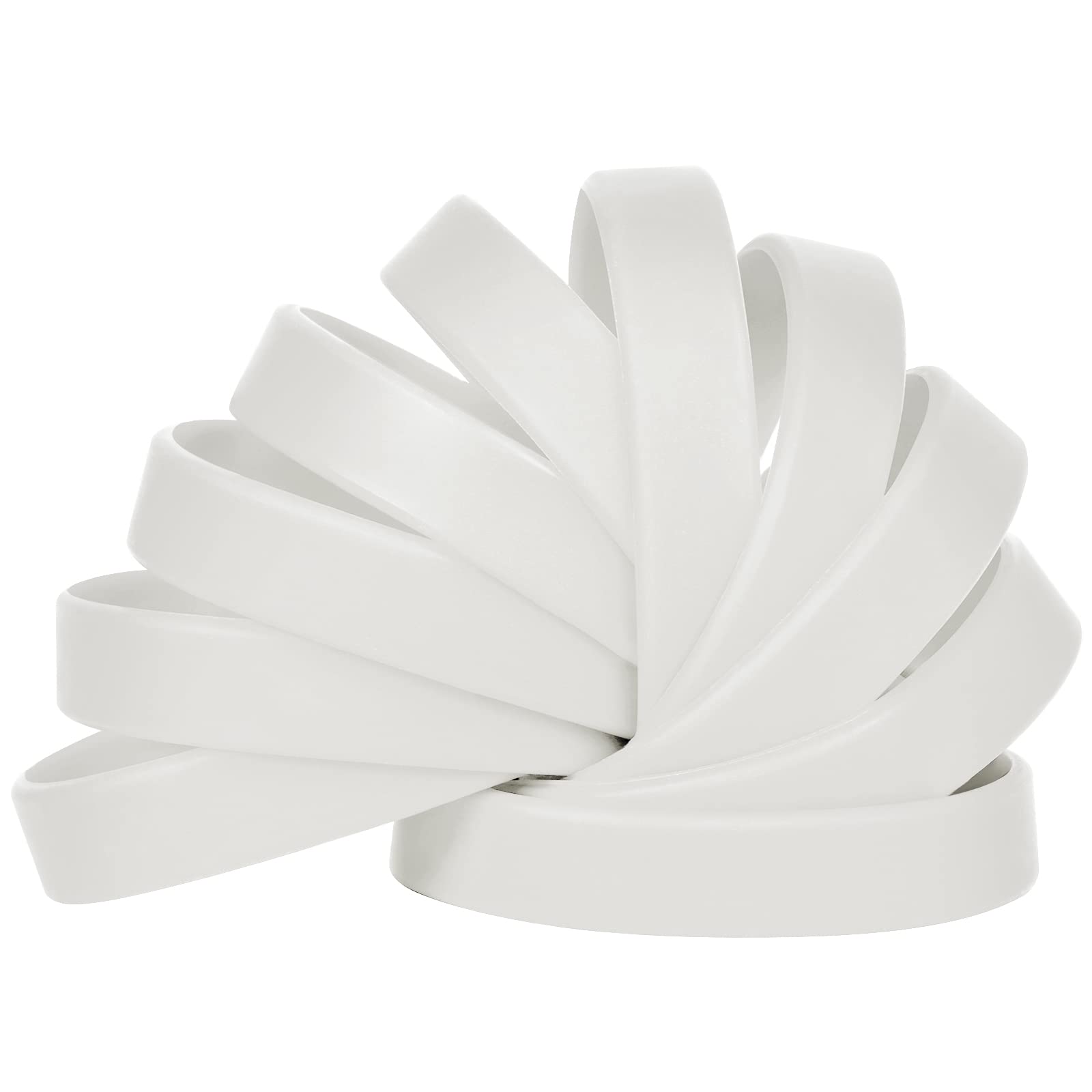 LVNRIDS 100 pcs Silicone Wristbands 7 inch Rubber Bracelets White for Children and Teens, Sports Rubber Elastic Wristband Bracelet Bulk Gifts for Teacher Supplies Graduation Party Favors