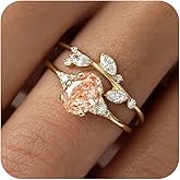 RKKOJJO 925 Sterling Silver Bridal Rings Sets AAA Pink Cubic Zirconia CZ Full Diamond Engagements Rings Wedding 2 Pcs Promise Anniversary White Gold Rings for Women Size 7