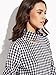 SheIn Women's Plaid High Neck Billow Sleeve Top Blouse - Black Large
