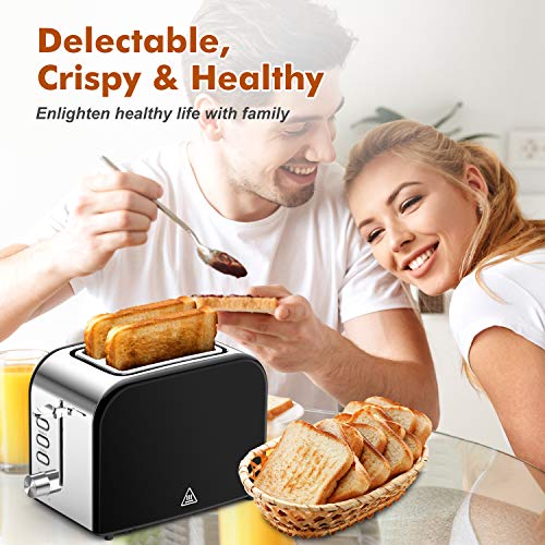 Toasters 2 Slice Best Rated Prime 1.5in Wide Slot with Bagel/Reheat/Cancel Function Stainless Steel Cool Touch 2 Slice Black Toaster for Bread with Removable Crumb Tray