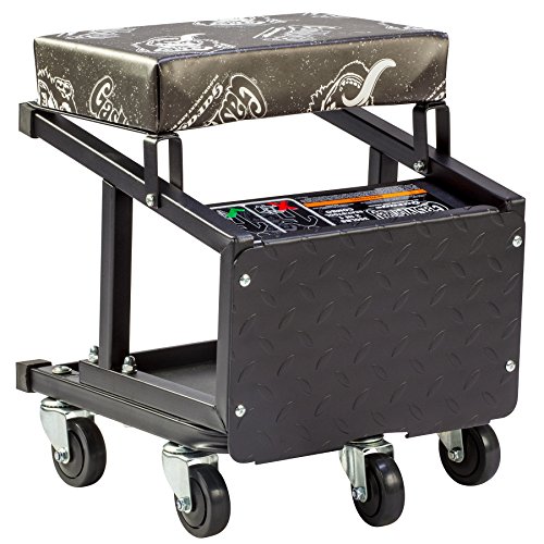 Gas Monkey Mechanic Creeper Seat and Stool Combo 5 Rolling Casters