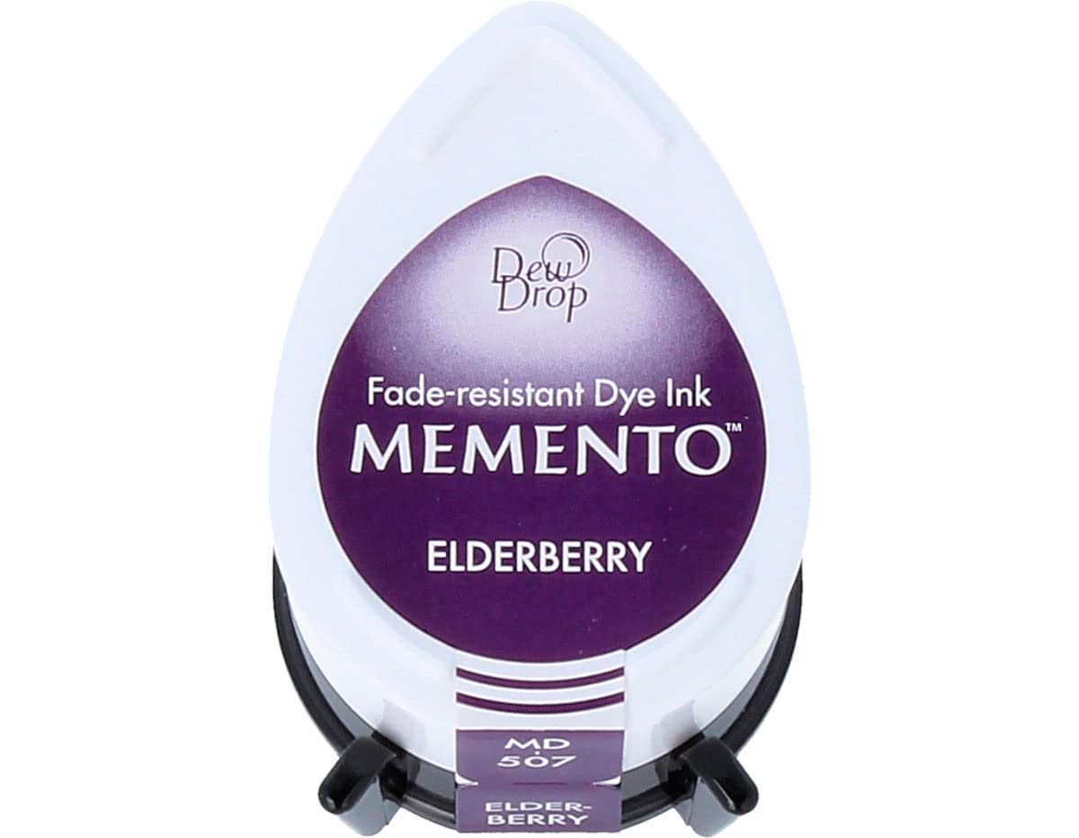 Tsukineko Memento Dew Drop Ink Pads for Stamping - Black, Elderberry - Small - Translucent - Waterproof, Archival - Embossing