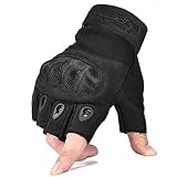 Reebow Gear Military Fingerless Hard Knuckle Tactical Gloves Half Finger for Motorcycle Driving Riding Army Gear Sport Shooting Airsoft Paintball Black M