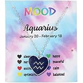 Temperature Sensing Color Changing Pendant 12 Constellation Zodiac Necklace Astrology Horoscope with Message Card for Women Birthday Gifts