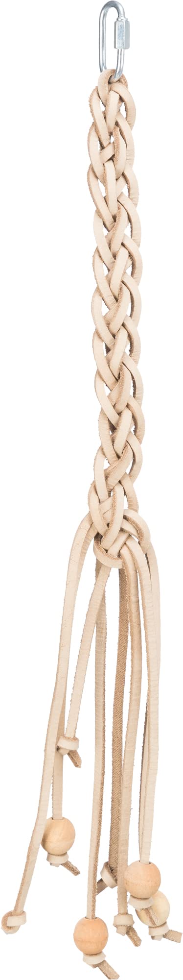 TRIXIE Leather toy with wooden pearls, 50 cm, nature