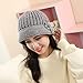 Challyhope Vintage Boho Cloche Hat Warm Crochet Knitted Decorative Flowers Wool Beret for Women Lady (Gray 01)