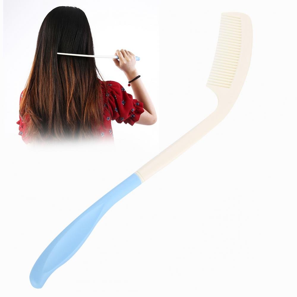 Long Handle Soft Comb and Brush, Long Handled Comb and Brush Set Long Handle Comb Hair Brush Anti-Slip Ergonomic Long Comb Reach(Comb)