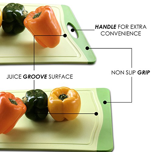 Raj Plastic Cutting Board Reversible Cutting board, Dishwasher Safe, Chopping Boards, Juice Groove, Large Handle, Non-Slip, BPA Free, FDA Approved (18", Lime with Green border) - Thumbnail 3