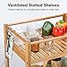 LANGRIA 3 Tier Rolling Cart Bamboo Service Kitchen Cart Storage Shelf with Hooks and Lockable Wheels for Home Dinning Room Bathroom Organization (Load 11 lbs. Per Shelf) (18.5