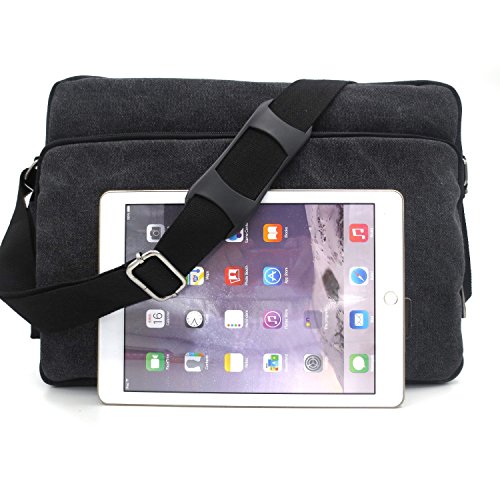 Laptop Bag for Men, MiCoolker 15-Inch Large Vintage Canvas Laptop Briefcase Messenger Shoulder Bag Satchel Bag Bookbag Travel Bag 13" 14" 15" Large and Black