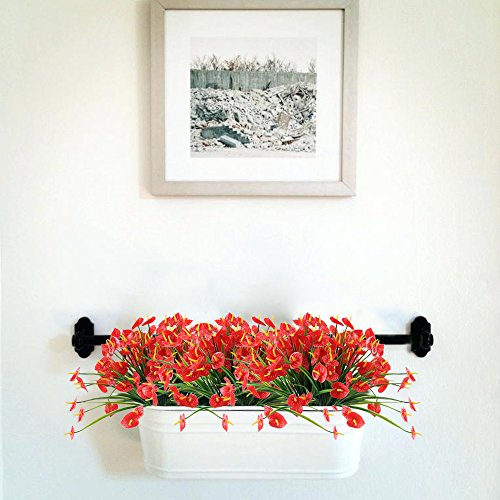 Nahuaa 4PCS Artificial Anthurium Flowers Fake Greenery Plants Faux Plastic Wheat Grass Shrubs Table Centerpieces Arrangements Home Kitchen Office Indoor Outdoor Spring Decorations Red