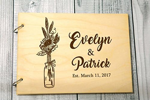 Susie85Electra Wood Wedding Guest Book Hardcover,Wedding Guest Book Alternative,Wedding Albums,Wedding Scrapbook,Personalized Wedding Guest Book Rustic