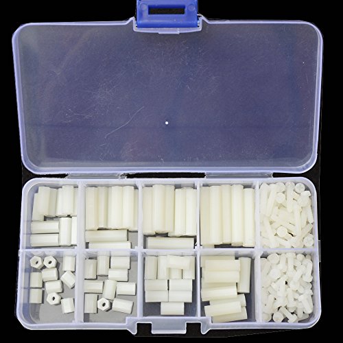 M2.5 Nylon Hex Standoff Plastic Thread Motherboard Spacer Prototyping Accessories for PCB, Quadcopter Drone, Computer & Circuit Board Assortment Kit (M2.5 Female ; White)