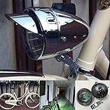 GOODKSSOP Metal Chrome Silver Shell Bright Classical Cool Bicycle Headlight Retro Vintage Bike LED Light Night Riding Safety Front Fog Head Lamp Headlamp