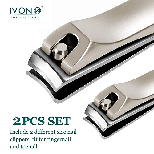 Nail Clippers Set, IVON Fingernail and Toenail Cutter, 2pcs Nail Clippers for Men and Women