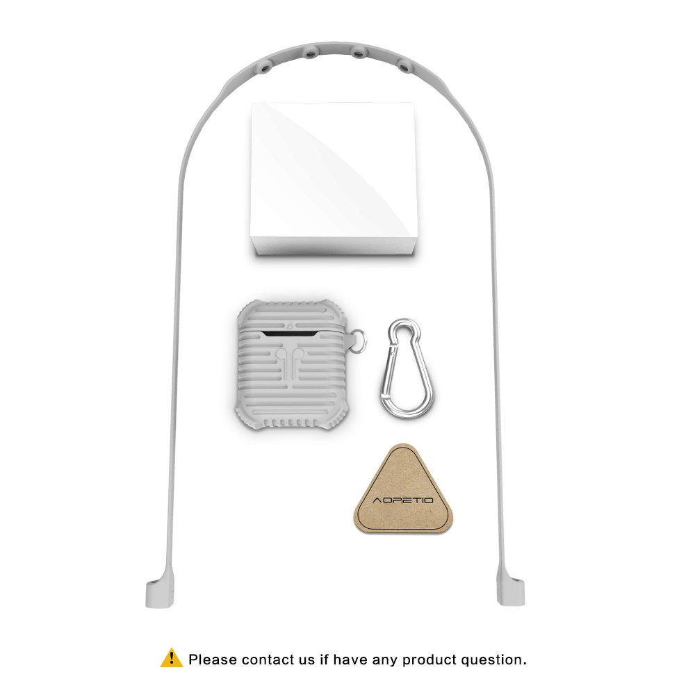 Silicone Apple AirPods Case Strap Accessories, Magnetic Straps Protective Skin Cover Set for Apple Wireless Earphone(Grey)