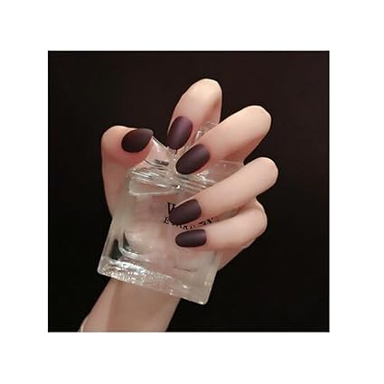 Amazon Com Luckyshd 24pcs Matte Oval Brown False Nail Tips Fake