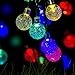 Y-ZONE Outdoor Solar Powered Crystal Ball String Lights 21ft 30 LED 8 Modes Multi Color Waterproof Decorative Christmas Fairy Globe Lighting for Indoor Party Garden Tree Fence Patio Wedding Decoration
